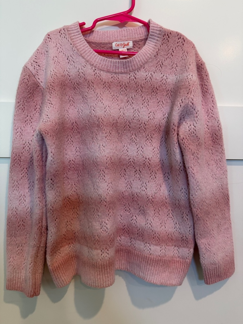 NWOT Girls Cat & Jack Dusty Pink Openwork Crewneck Sweater